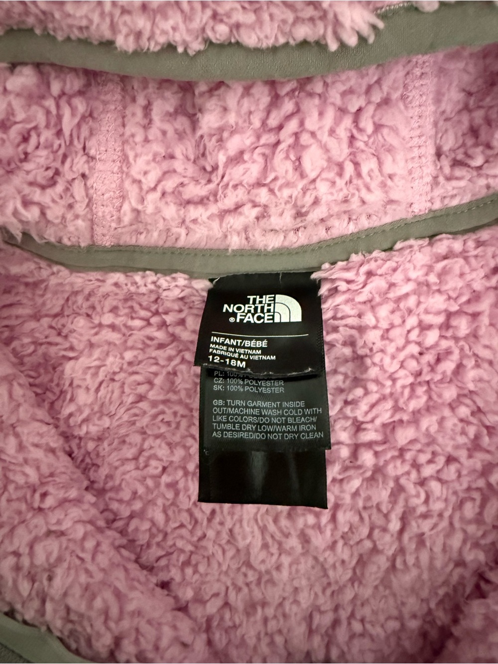 The North Face Pink Teddy Fleece Infant Jacket - Picture 5 of 6